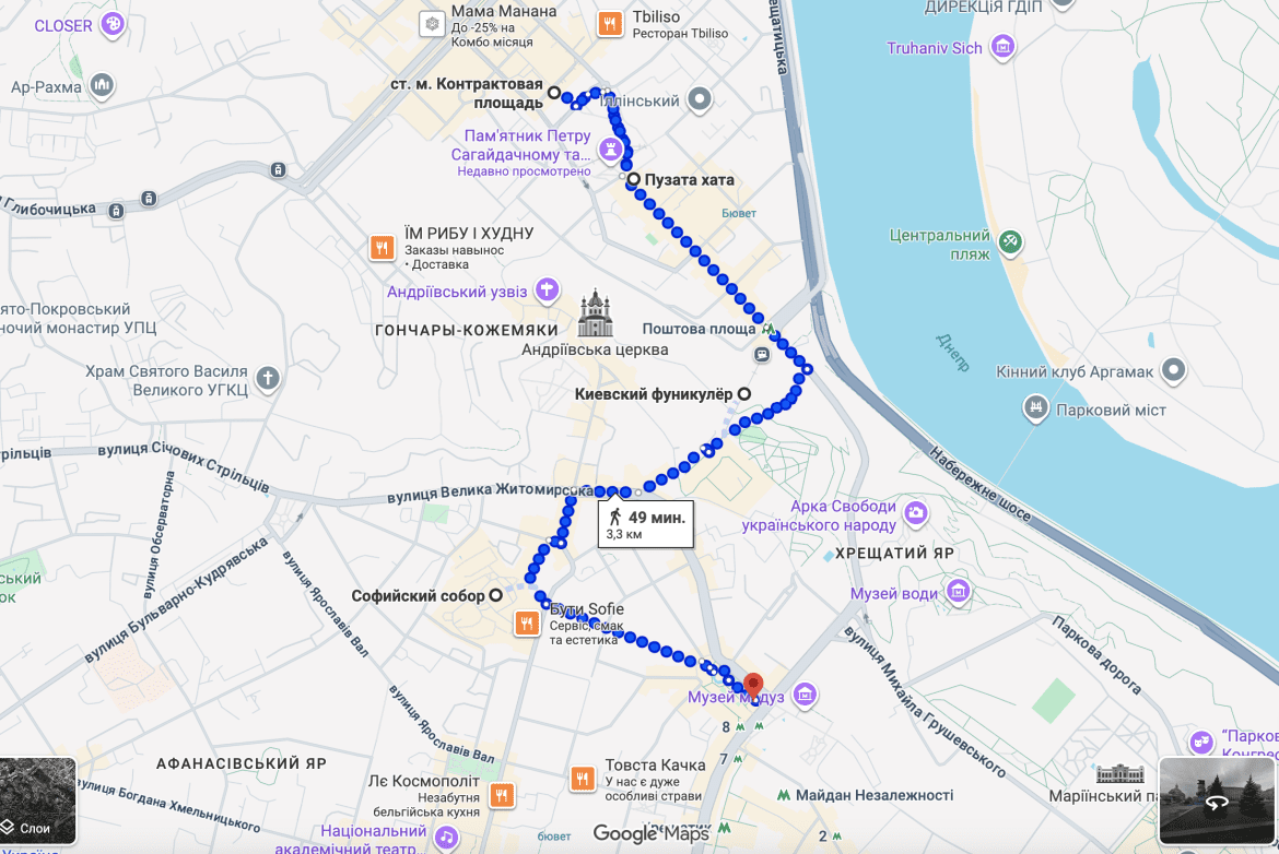 Інтерактивна карта гід прогулянка Києвом